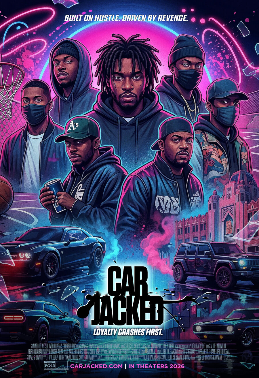 Car Jacked key art — neon crew